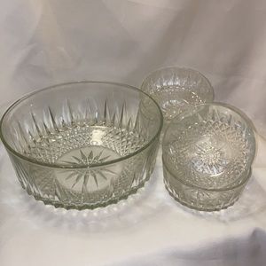 Vtg Arcoroc France Diamond Starburst Bowl Set